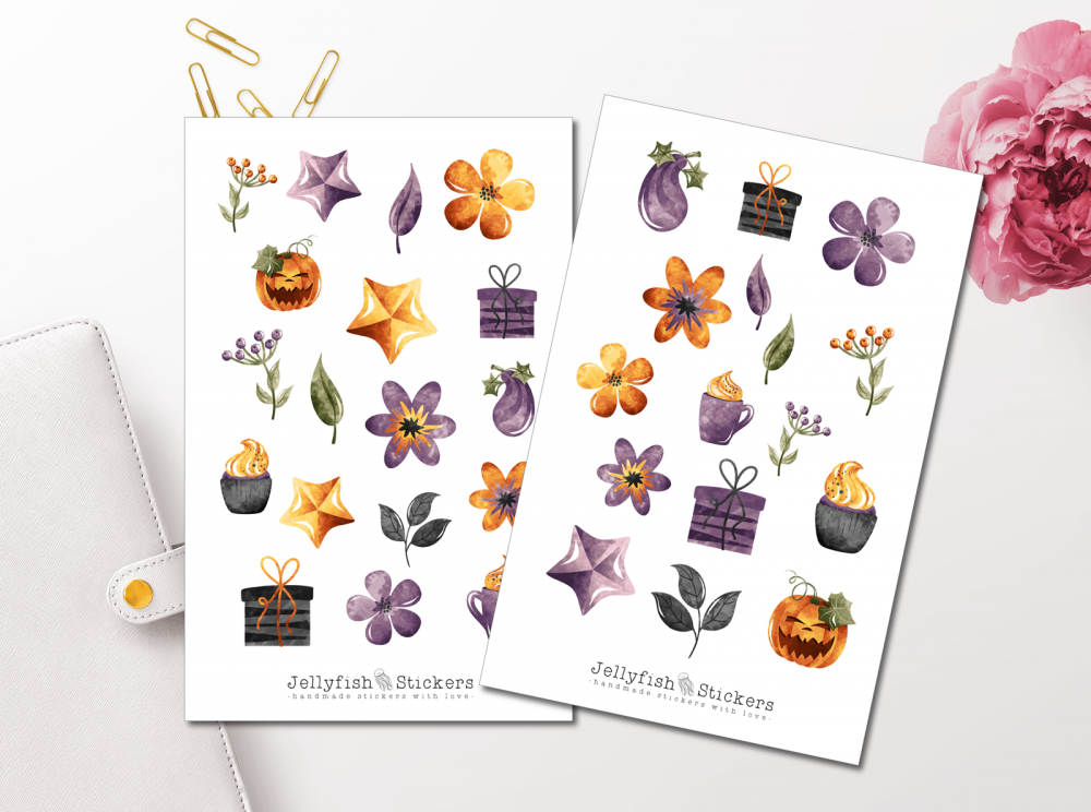 Halloween Aquarell Sticker Set